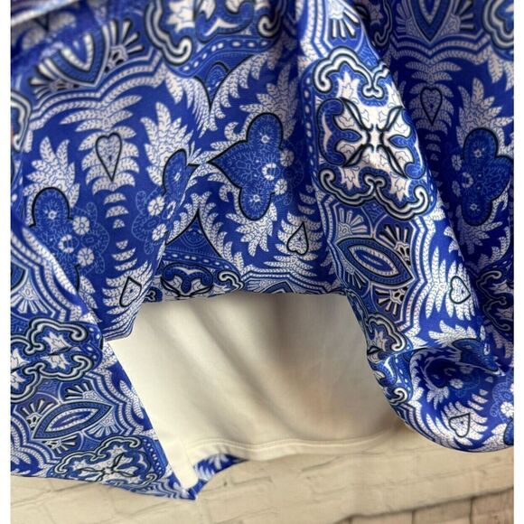 DANA BUCHMAN blue white sleeveless bodycon sheath lined dress size M NWT - Picture 6 of 11